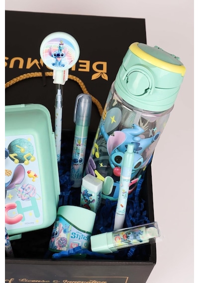 Stitch Lisanslı Kırtasiye Seti, Matara, Beslenme Kutusu, Kalem, Silgi Ve Kalemtraş Tek Renk