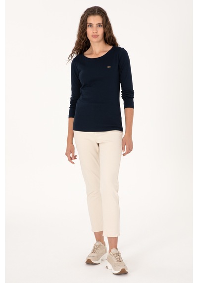 U.S. Polo Assn. Kadın Lacivert Slim Bisiklet Yaka Basic Sweatshırt 50315419-VR033 U.S. Polo Assn. Kadın Lacivert Slim Bisiklet Yaka Basic Sweatshırt 50315419-VR033