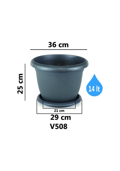 Villa Saksı 14 Litre Antrasit Renk