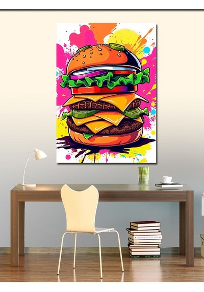 Kanvas Tablo Renkli Burger Sanatı 70cmx100cm