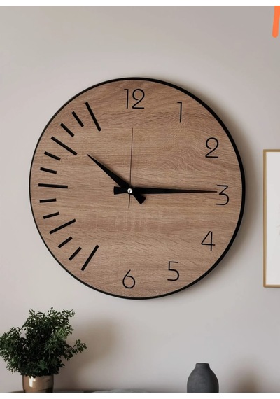 Modern Ahşap Duvar Saati Sağlam Çok Şık Ve Birarada..no:41 Çok Rekli