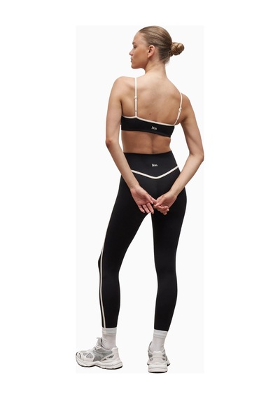 Because Of Alice Base Contrast Trim Leggings Yüksek Bel Şekillendirici Kadın Tayt Siyah