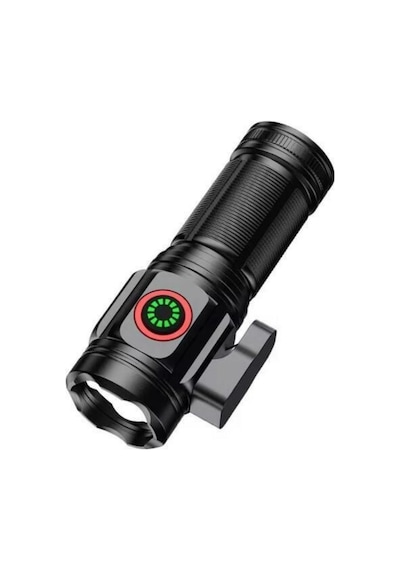 Güç Göstergesi İle Güçlü Usb Şarj Edilebilir Mini Led El Feneri Pd-7007 Siyah