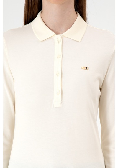 U.S. Polo Assn. Kadın Krem Basic Polo Yaka Sweatshırt 50313593-VR256