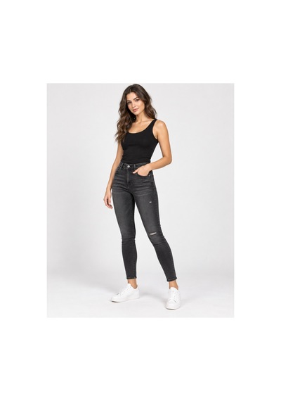 Nova Earth Art Antrasit Az Yırtıklı Skinny Jean Pantolon 31