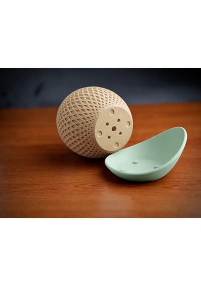 3d Baskı Küre Saksı - Kafes Dokulu İki Parçalı Dekoratif Saksı - Bej-mint