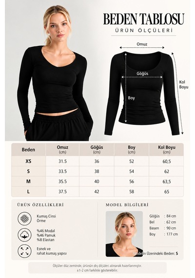 Cloudymood Kadın Ultra Soft V Yaka Bluz Günlük Kullanım Kombinlenebilir Siyah - 892430423 Siyah Cloudymood Kadın Ultra Soft V Yaka Bluz Günlük Kullanım Kombinlenebilir Siyah - 892430423 Siyah
