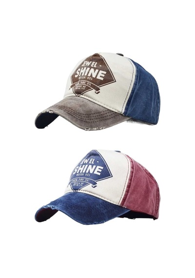 Tezzgelsin Unisex Eskitme Jewel Shine Ayarlanabilir Beyzbol Kep Şapka Baseball Şapka 2'li Set Kahverengi Lacivert