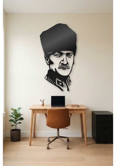 Atatürk Metal Duvar Tablosu - Duvar Sanatı - Duvar Dekoru - Siyah