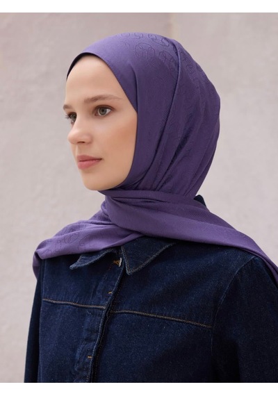 Belli Grid Desen Fresh Nayora Şal Mor