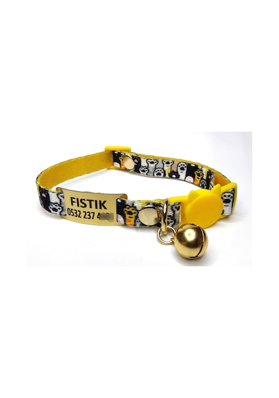 Ayz Markalama Güvenlik Kilitli İsimli Kedi Tasması Patili Model