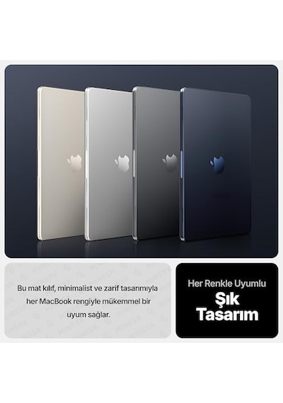 Macbook Air M5/m4/m3/m2 13.6 İnç İle Uyumlu Matlaştırılmış Yüzey Sert Kılıf 2026/2025/2024/2023/2022 A3449 - A3240 - A3113 - A2681 Yılları Ve Model Numaraları