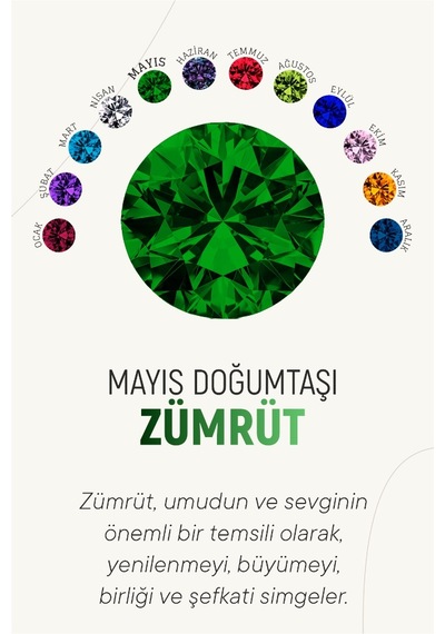 Mayıs Zümrüt Doğum Taşı Rose Tektaş Çivili Gümüş Küpe