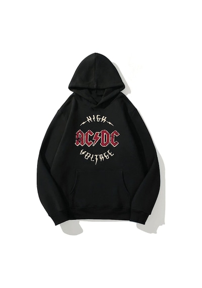 Blackjack Giyim Acdc Oversize Kapüşonlu Sweatshirt siyah