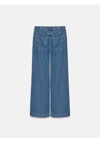 Dilvin 72102 Dökümlü Wide Leg Jean-mavi Mavi
