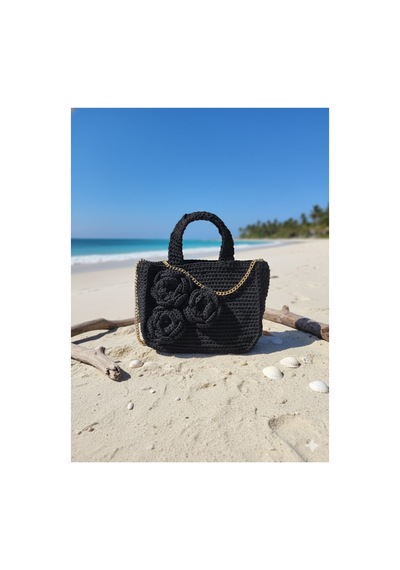 Execanta El - Çapraz Çanta Mango Model İp Örme Siyah 28x23x60 Siyah