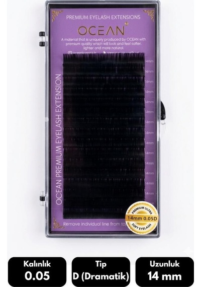 Ocean 0.05d Dramatik Kıvrım 14 Mm Soft Eyelash Doğal İpek Kirpik 16'lı