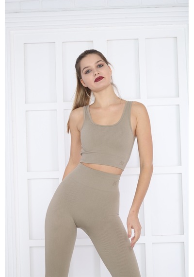 Escetic Kadın Spor Midstone Toparlayıcı, Yüksek Bel Fitnes Bra Tayt Takım-4328 - S