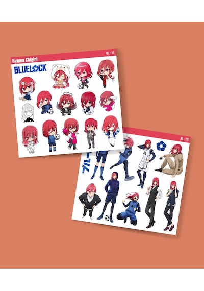 Parlak Kağıt -2li Hyoma Chigiri-bluelock-parlak Kağıt -2li Sticker Set-telefon Süsleme Blue Lock Kırmızı