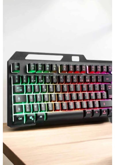 Led Işıklı Klavye Usb Girişli Rgb Işıklı Q Klavye Mouse Hediyeli