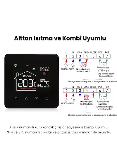 Wifi Kablolu Akıllı Oda Termostatı Tuya - Smart Life Uyumlu