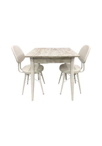 Mendel Masa Ve Eyfel Sandalye Takımı, Kristal, 70x70 Beyaz
