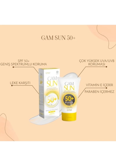 GAAM SUN Leke Karşıtı Yüksek Uva/Uvb Koruma E Vitamini İçeren Güneş Kremi SPF50+ 50 ML