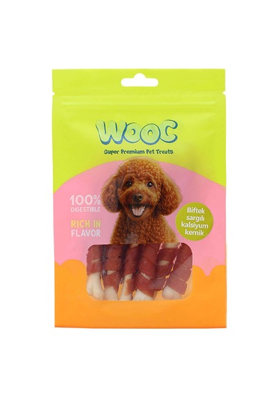 Wooc Biftek Sargılı Kalsiyumlu Kemik Köpek Ödül Maması 80gr