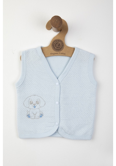 Baby Shez %100 Organik Pamuklu Yenidoğan Kız Erkek Bebek Yelek Mevsimlik 3-6 6-9 9-12 Ay Mavi