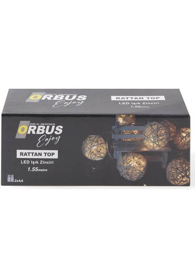 Orbus Rattan Top Led Işık Zinciri - Bej - 1,55 M Bej