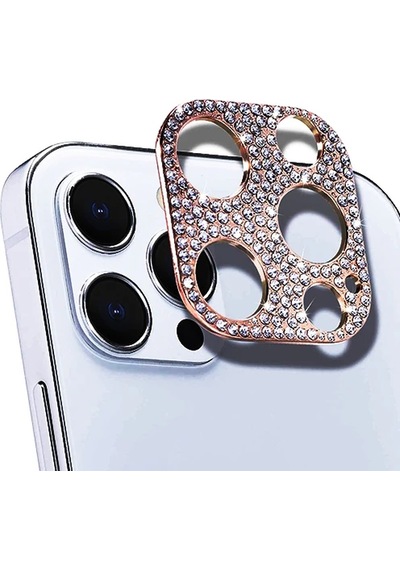 Ally iPhone Uyumlu 12 Pro Max Kamera Koruyucu Lens Diamond Taş İşlemeli- 5775 Pembe