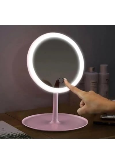 Dokunmatik Led Işıklı Makyaj Aynası - Usb Bağlantılı Açık Bej