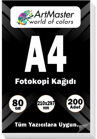 A4 Fotokopi Kağıdı 200 Adet 80 Gr 21x29,7 Cm Artmaster A4 Boy Fotokopi Kağıdı Yazıcı Kağıdı 200 Lü