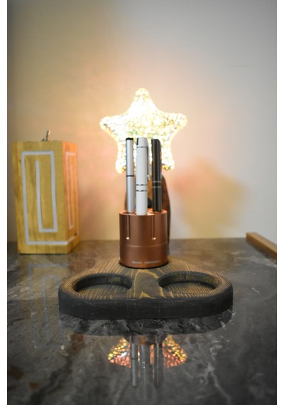 Alüminyum Revolver & Ahşap Tasarım Kalemlik Tıtan Copper & Bl