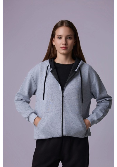 Defys Kadın Kapüşonlu Fermuarlı Oversıze Sweatshırt Kırçıllı Gri Melanj - 527346818 Kırçıllı Gri Melanj Defys Kadın Kapüşonlu Fermuarlı Oversıze Sweatshırt Kırçıllı Gri Melanj - 527346818 Kırçıllı Gri Melanj