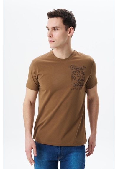 AR-MA Arma Erkek Regular Fit Baskılı Süprem Bisiklet Yaka Tişört Y29344453602 Kahverengi