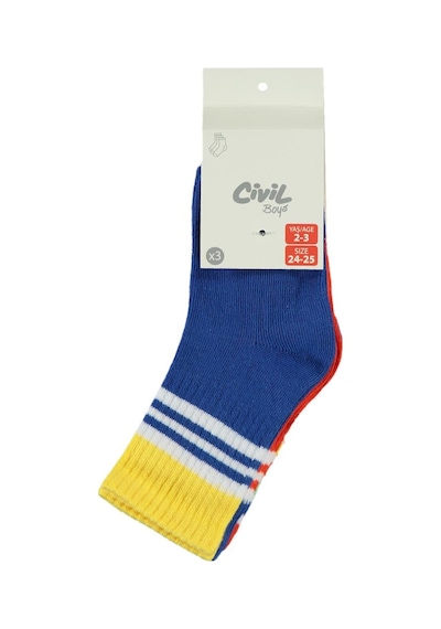 Civil Boys Colorful 3'lü 2-12 Yaş Erkek Soket Çorap - Standart