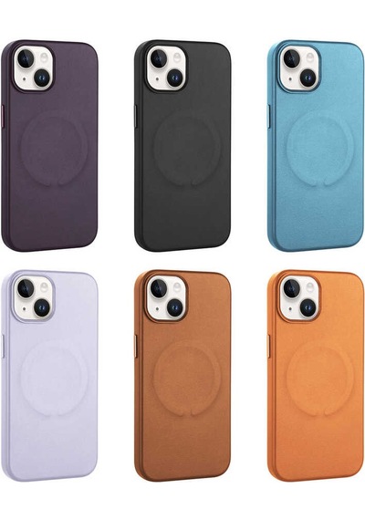 Apple Uyumlu iPhone 14 Plus Kılıf Pu Deri M-safe Wireless Şarj Özellikli Zore Derix Kapak Taba