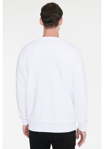 AC&Co / Altınyıldız Classics Erkek Beyaz Standart Fit Normal Kesim İçi Polarlı Bisiklet Yaka Sweatshirt Beyaz