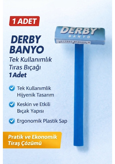 Derby Banyo Tek Kullanımlık Tıraş Bıçağı 1 Adet Plastik Saplı Pratik Tıraş Jileti