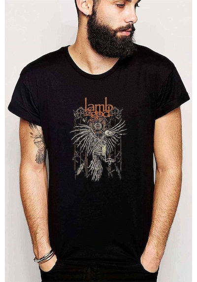 Lamb Of God Crow Metal Rock Baskılı Siyah Erkek Tshirt