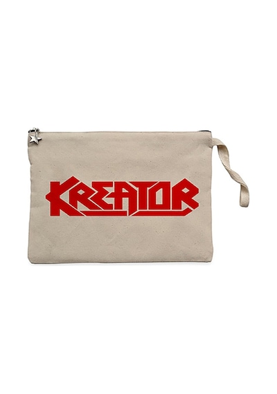 Kreator Logo Red Krem Clutch Astarlı Cüzdan / El Çantası Krem