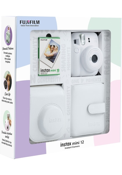 Fujifilm İnstax Mini 12 Fotoğraf Makinesi + 10'lu Film + Kare Albüm + Deri Kılıf Seti