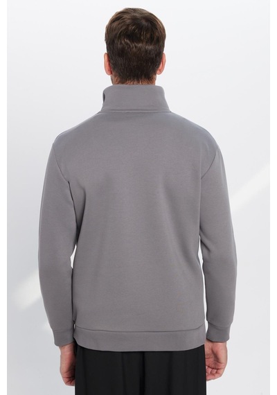 Tudors Unisex Relax Fit Rahat Kesim Pamuklu İçi Polarlı Yarım Fermuarlı Gri Dik Yaka Sweatshirt-31445 Gri Tudors Unisex Relax Fit Rahat Kesim Pamuklu İçi Polarlı Yarım Fermuarlı Gri Dik Yaka Sweatshirt-31445 Gri