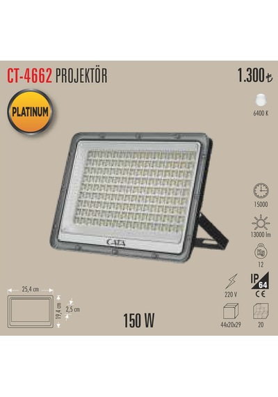 Ct-4662 150w Led Projetör 1 Adet Beyaz Işık