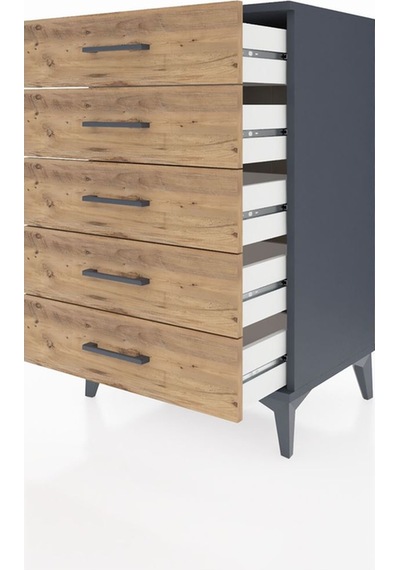 Hyperion Komodin 5 Çekmeceli 60x44x96 Antrasit-çam Antrasit