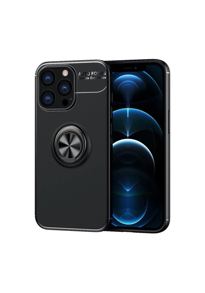 Newface - 974 - Apple iPhone Uyumlu 13 Pro Kılıf Range Yüzüklü Silikon - Edntrend - - Siyah