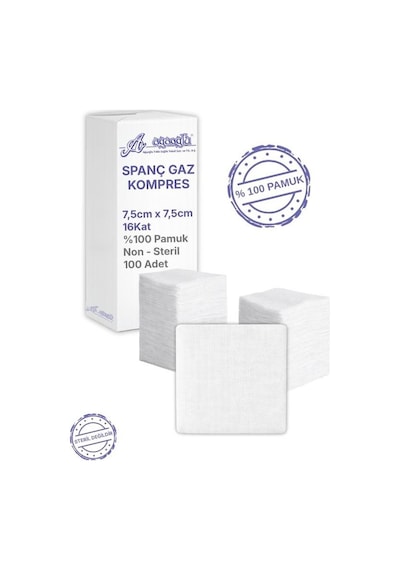 Ağaoğlu Spanç Gazlı Bez 7,5x7,5cm 16 Katlı 100 Adet