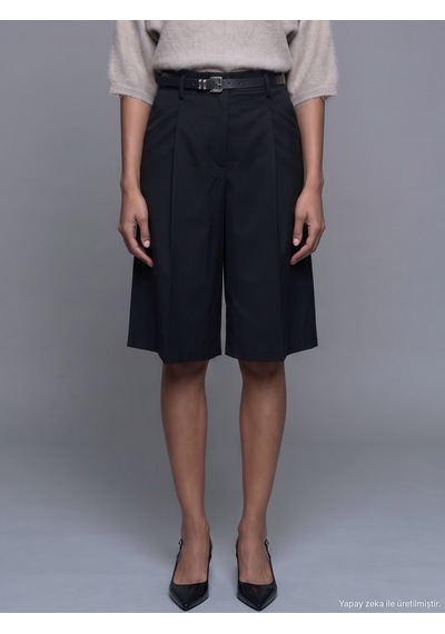 Dilvin 72800 Kemerli Pilili Bermuda-siyah