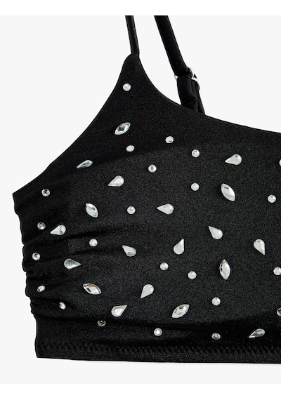 Koton Taşlı Bralet Bikini Üstü Siyah 6sak10167mm
